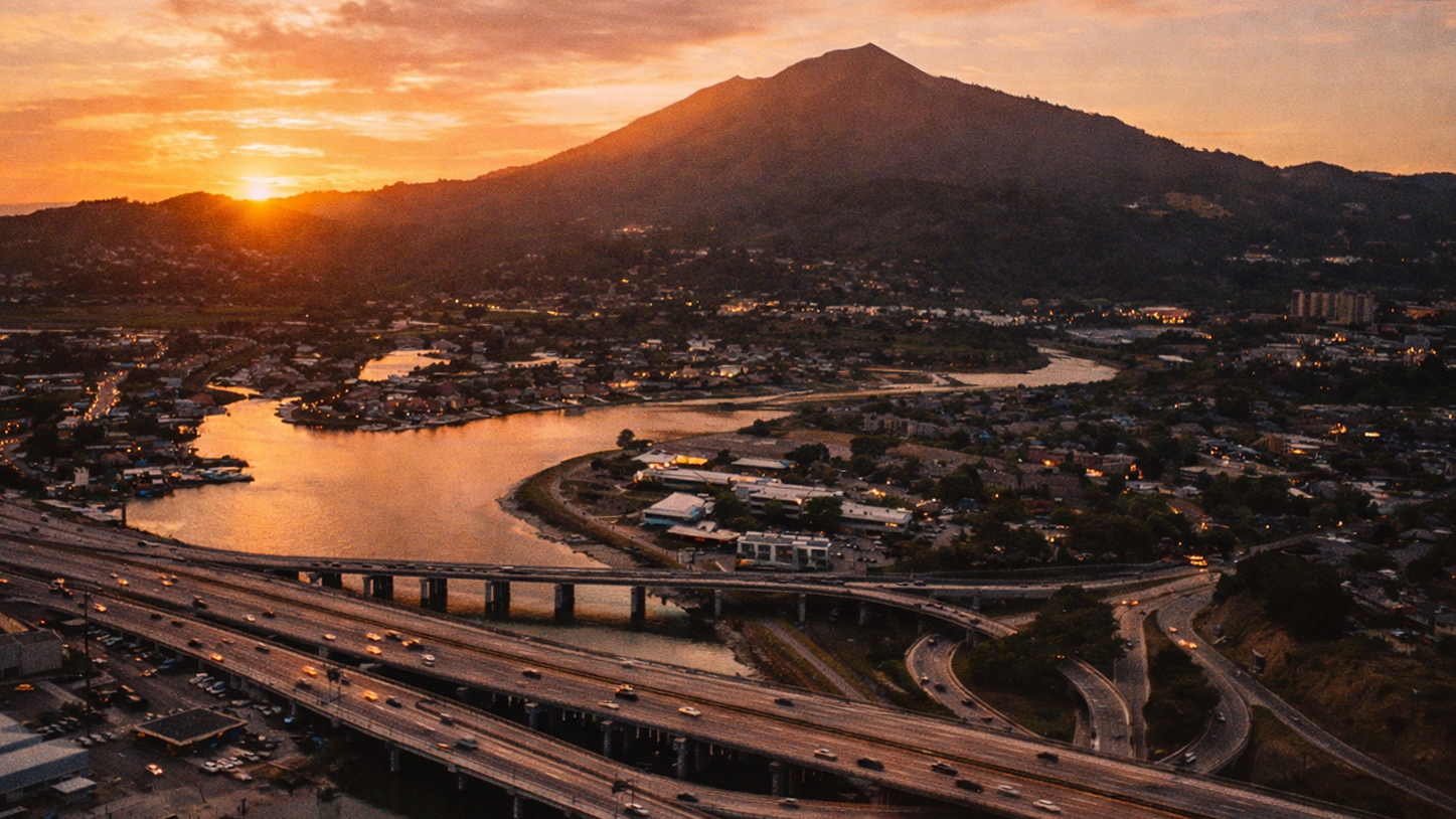 Corte Madera shopping corridor, bayfront reserve, and Central Marin access