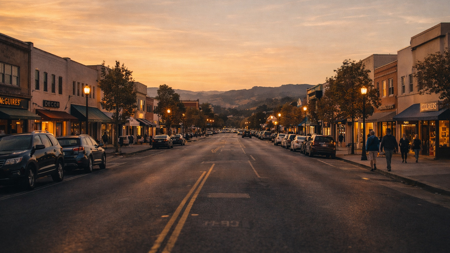 Novato downtown Grant Avenue and North Marin suburban character